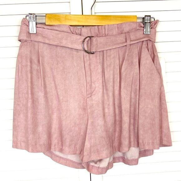 NWT Design Lab Pink Belted Paper Bag Shorts  Large - Picture 1 of 5